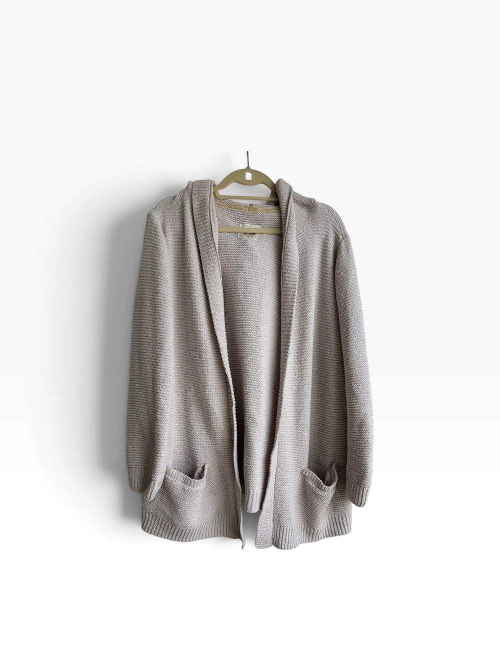 Blair Womens XL Hooded Open Front Cardigan Sweater Tan Pockets Long Sleeve